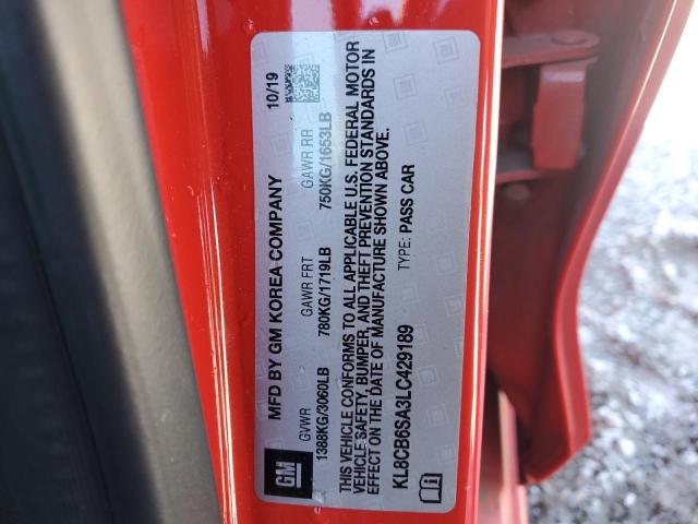 KL8CB6SA3LC429189 - 2020 CHEVROLET SPARK LS RED photo 12