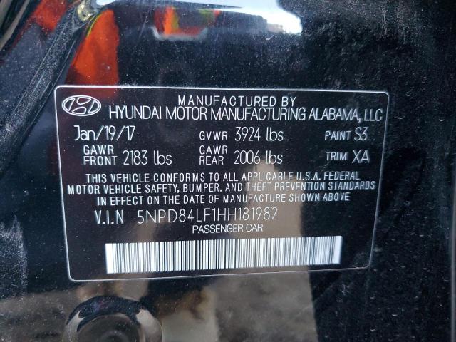 5NPD84LF1HH181982 - 2017 HYUNDAI ELANTRA SE BLACK photo 12