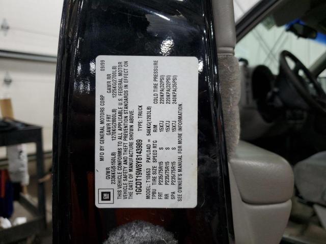 1GCDT19W8Y8143989 - 2000 CHEVROLET S TRUCK S10 BLACK photo 12