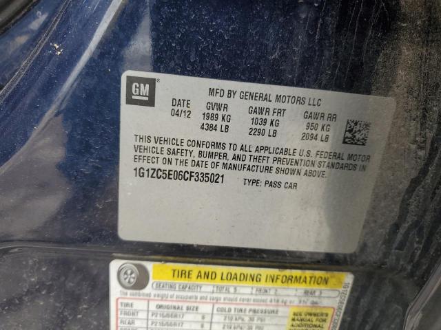 1G1ZC5E06CF335021 - 2012 CHEVROLET MALIBU 1LT 蓝色 照片 12