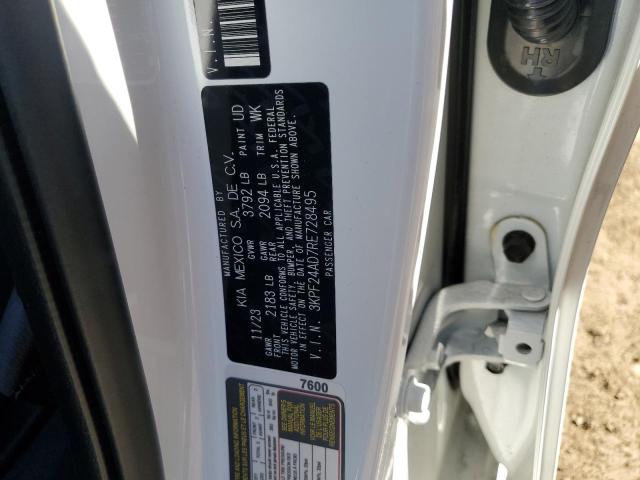 3KPF24AD7RE728495 - 2024 KIA FORTE LX WHITE photo 12