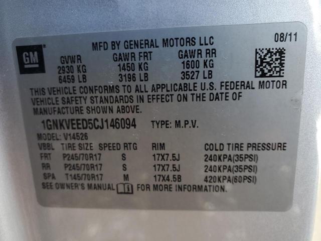 1GNKVEED5CJ146094 - 2012 CHEVROLET TRAVERSE LS SILVER photo 13