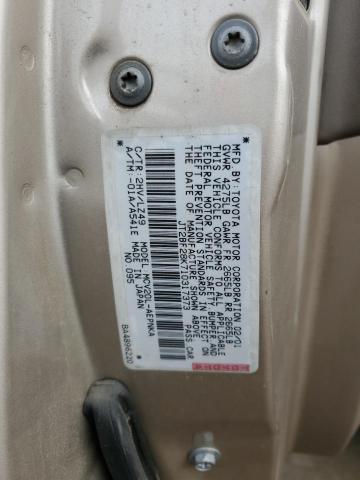 JT2BF28K710317373 - 2001 TOYOTA CAMRY LE GOLD photo 12