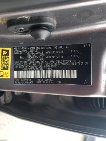 5TDKZRFH2KS567150 - 2019 TOYOTA HIGHLANDER SE GRAY photo 14