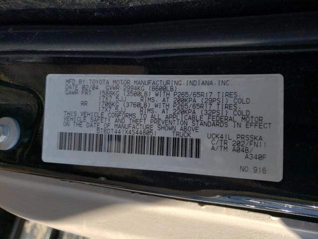 5TBDT441X4S448051 - 2004 TOYOTA TUNDRA DOUBLE CAB SR5 BLACK photo 13