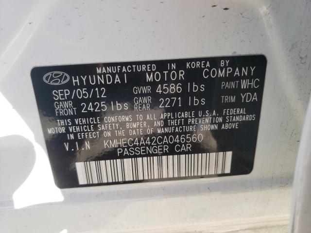 KMHEC4A42CA046560 - 2012 HYUNDAI SONATA HYBRID WHITE photo 12