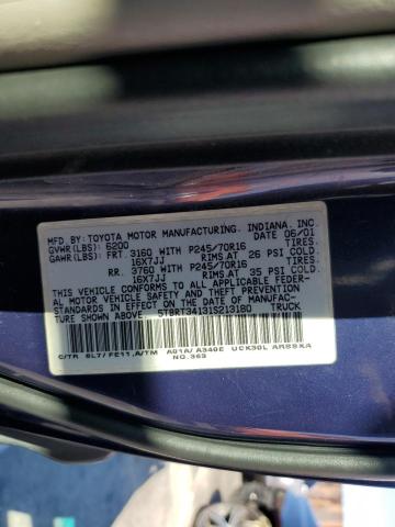 5TBRT34131S213180 - 2001 TOYOTA TUNDRA ACCESS CAB ლურჯი ფოტო 12