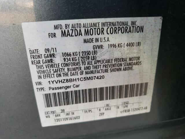 1YVHZ8BH1C5M07420 - 2012 MAZDA 6 I BLUE photo 12