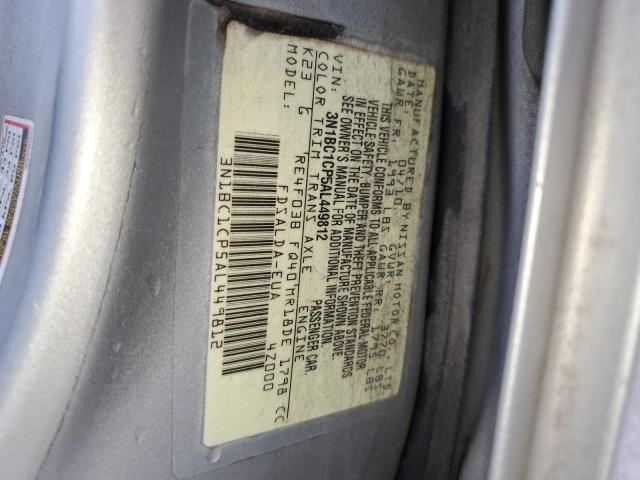 3N1BC1CP5AL449812 - 2010 NISSAN VERSA S SILVER photo 13