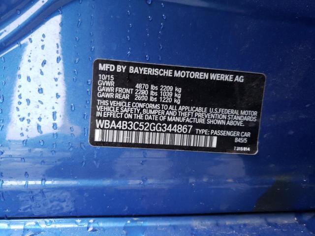 WBA4B3C52GG344867 - 2016 BMW 435 XI GRAN COUPE BLUE photo 12