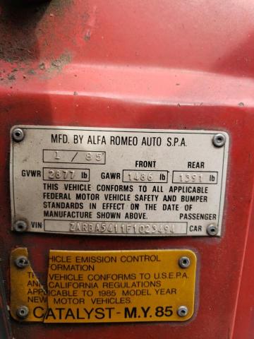 ZARBA5411F1023494 - 1985 ALFA ROMEO VELOCE 200 RED photo 12