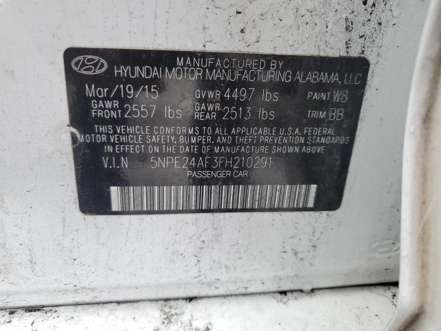 5NPE24AF3FH210291 - 2015 HYUNDAI SONATA SE WHITE photo 12