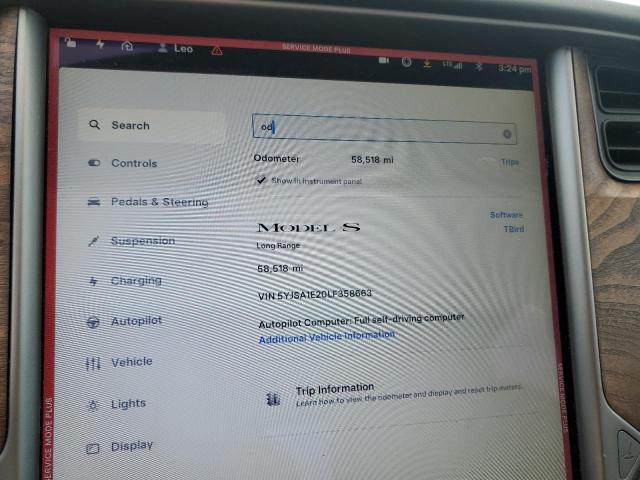 5YJSA1E20LF358663 - 2020 TESLA MODEL S ლურჯი ფოტო 9