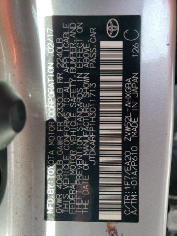 JTDKARFP1H3011713 - 2017 TOYOTA PRIUS PRIM ვერცხლისფერი ფოტო 12