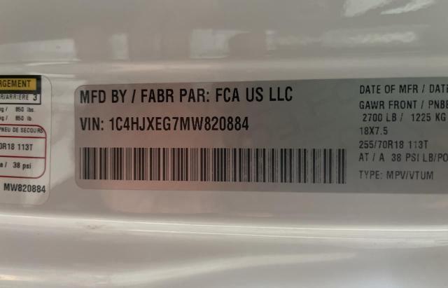 1C4HJXEG7MW820884 - 2021 JEEP WRANGLER U SAHARA WHITE photo 10