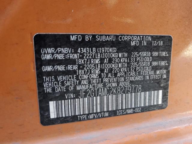 JF2GTAMC2K8279778 - 2019 SUBARU CROSSTREK LIMITED ORANGE photo 14