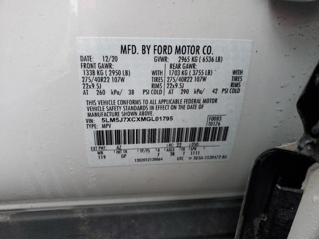 5LM5J7XCXMGL01795 - 2021 LINCOLN AVIATOR RESERVE WHITE photo 12