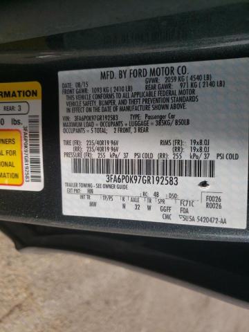 3FA6P0K97GR192583 - 2016 FORD FUSION TITANIUM GRAY photo 12