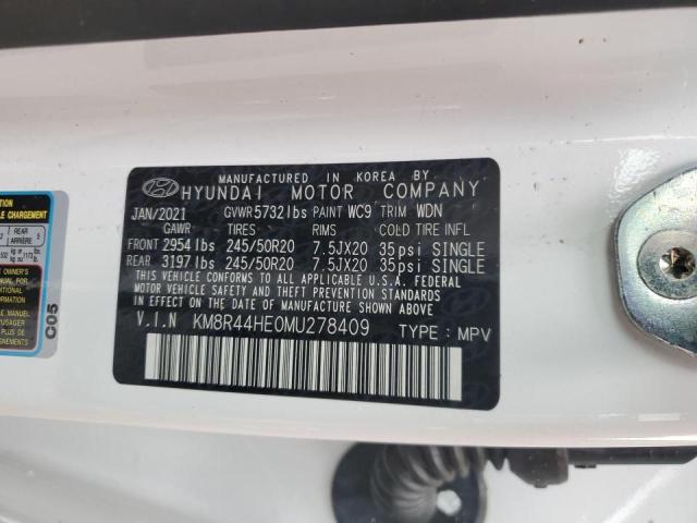 KM8R44HE0MU278409 - 2021 HYUNDAI PALISADE SEL WHITE photo 13