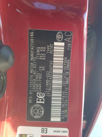 2T1BU4EE4DC042742 - 2013 TOYOTA COROLLA BASE RED photo 13
