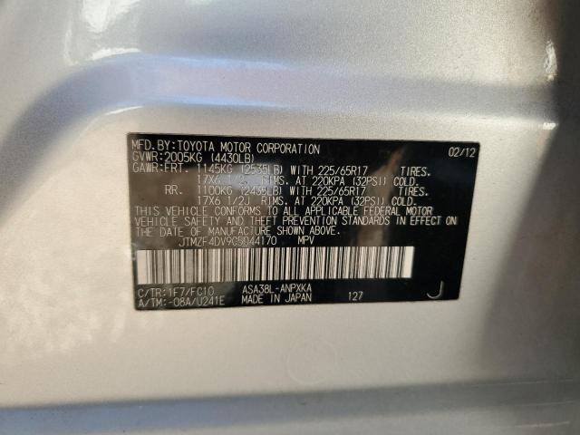 JTMZF4DV9C5044170 - 2012 TOYOTA RAV4 SILVER photo 12