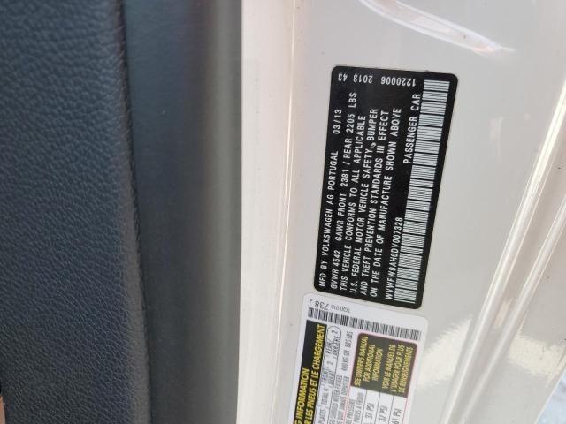 WVWFW8AH6DV007328 - 2013 VOLKSWAGEN EOS LUX 白色 照片 12