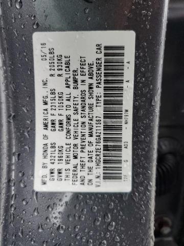 1HGCR2E76GA211567 - 2016 HONDA ACCORD EX GRAY photo 13