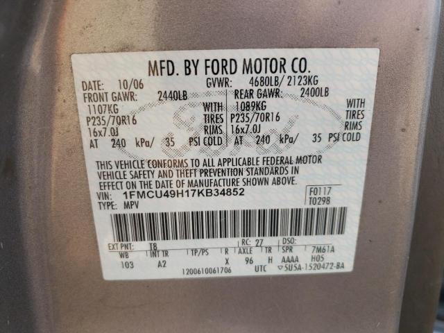 1FMCU49H17KB34852 - 2007 FORD ESCAPE HEV GRAY photo 12