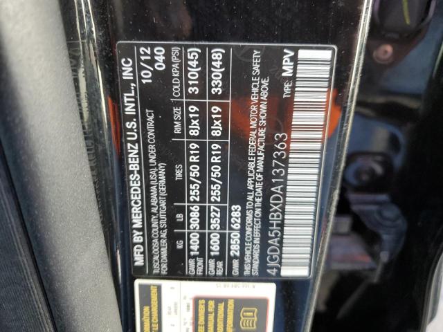 4JGDA5HBXDA137363 - 2013 MERCEDES-BENZ ML 350 4MATIC BLACK photo 14