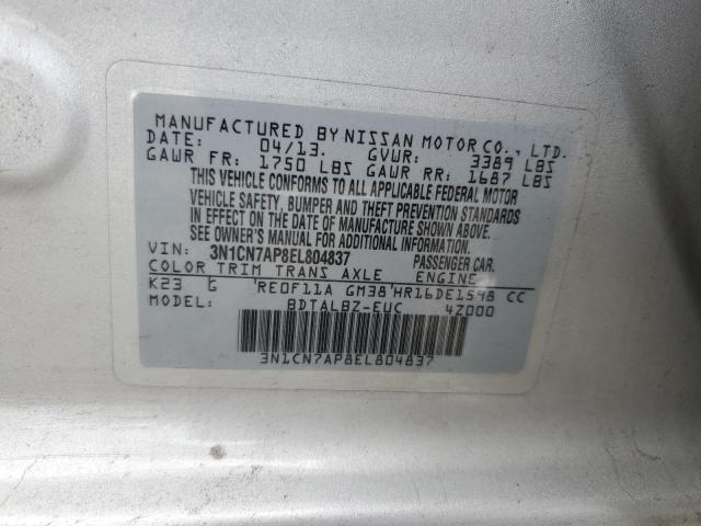 3N1CN7AP8EL804837 - 2014 NISSAN VERSA S SILVER photo 12