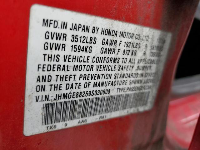 JHMGE88269S030608 - 2009 HONDA FIT RED photo 12