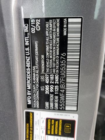 55SWF4JB7FU053576 - 2015 MERCEDES-BENZ C 300 GRAY photo 12