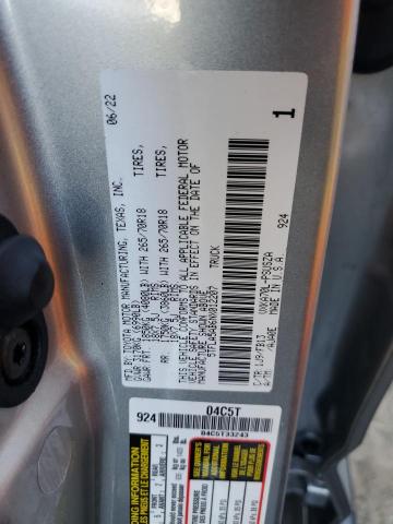 5TFLA5AB6NX012207 - 2022 TOYOTA TUNDRA CREWMAX SR SILVER photo 12