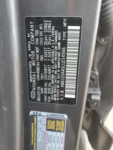 KM8J33A40LU214946 - 2020 HYUNDAI TUCSON LIMITED GRAY photo 13