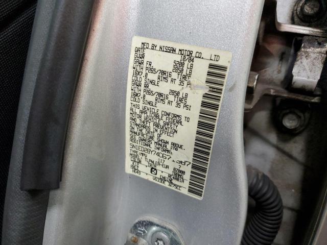 5N1ED28Y74C671987 - 2004 NISSAN XTERRA XE SILVER photo 12