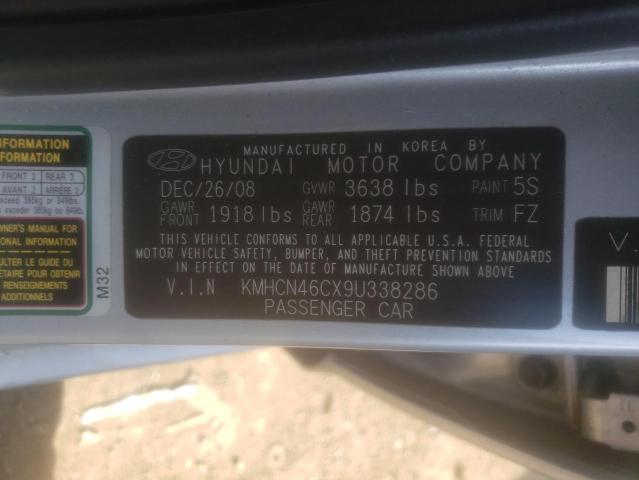 KMHCN46CX9U338286 - 2009 HYUNDAI ACCENT GLS SILVER photo 10