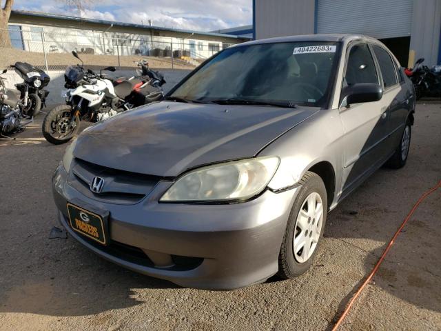 1HGES16465L023628 - 2005 HONDA CIVIC DX GRAY photo 1