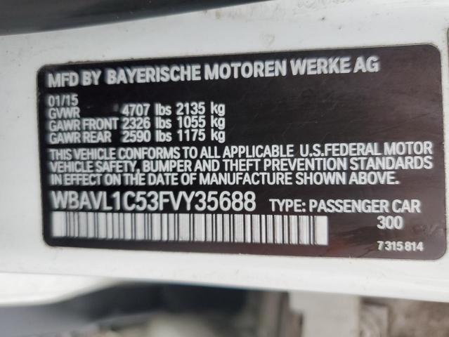 WBAVL1C53FVY35688 - 2015 BMW X1 XDRIVE28I WHITE photo 12