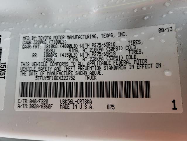 5TFUY5F18EX323752 - 2014 TOYOTA TUNDRA DOUBLE CAB SR/SR5 WHITE photo 13