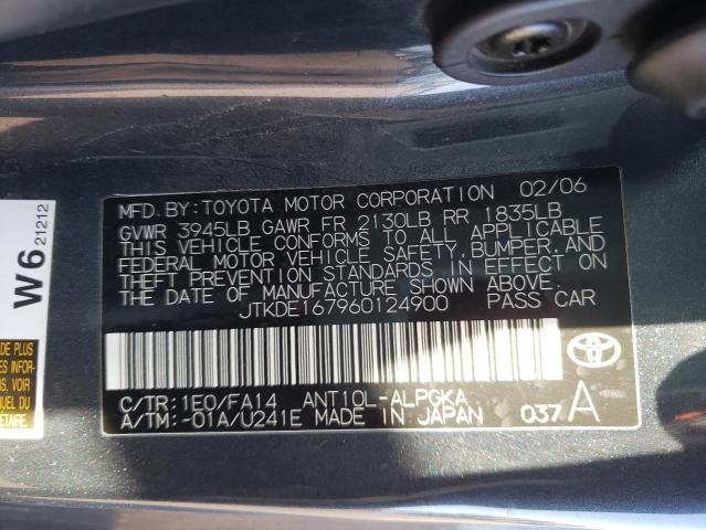 JTKDE167960124900 - 2006 TOYOTA SCION TC 灰色 照片 12
