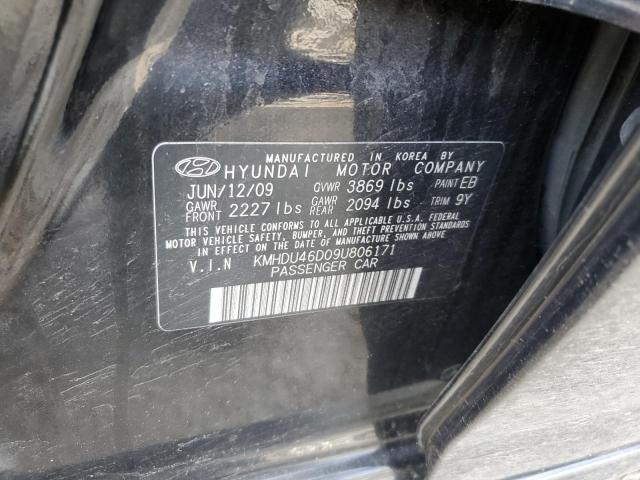 KMHDU46D09U806171 - 2009 HYUNDAI ELANTRA GLS BLACK photo 12