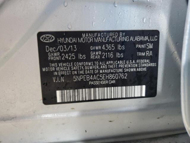 5NPEB4AC5EH860762 - 2014 HYUNDAI SONATA GLS SILVER photo 12