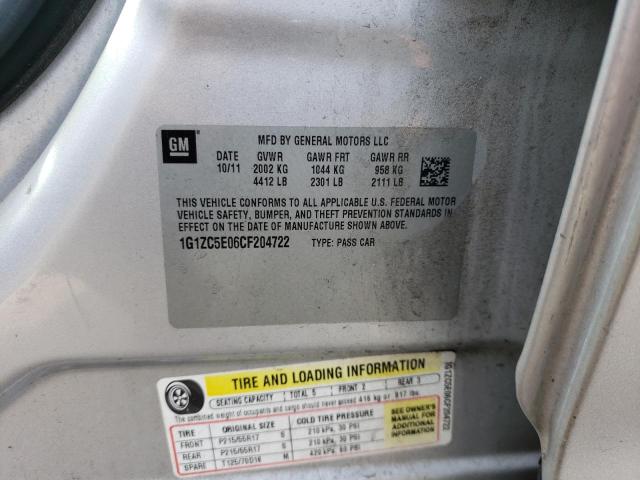 1G1ZC5E06CF204722 - 2012 CHEVROLET MALIBU 1LT SILVER photo 12