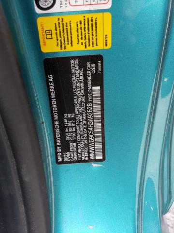 WMWWG9C54H3A92628 - 2017 MINI COOPER S TURQUOISE photo 12