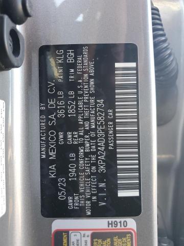 3KPA24AD3PE582734 - 2023 KIA RIO LX SILVER photo 12