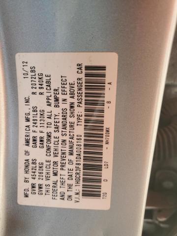 1HGCR3F81DA008160 - 2013 HONDA ACCORD EXL SILVER photo 12