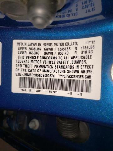 JHMZE2H58DS000874 - 2013 HONDA INSIGHT LX BLUE photo 12