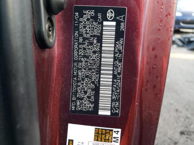 JTKDE177X50031994 - 2005 TOYOTA SCION TC BURGUNDY photo 12