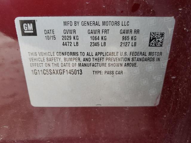 1G11C5SAXGF145013 - 2016 CHEVROLET MALIBU LIM LT Qırmızı foto 12