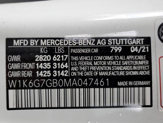 W1K6G7GB0MA047461 - 2021 MERCEDES-BENZ S 580 4MATIC WHITE photo 13